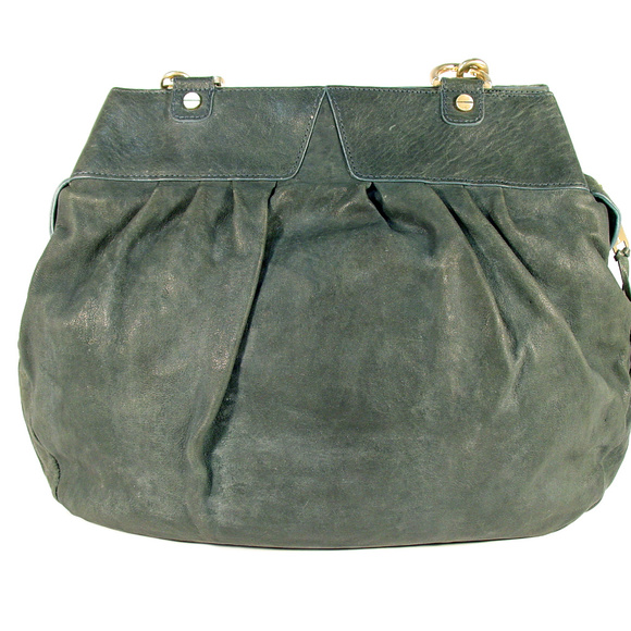 ALEXIS HUDSON Expandable Green Leather Satchel - Picture 2 of 8